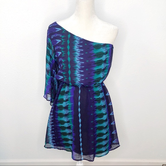 Angie One shoulder IKAT Dress Size Medium - Picture 1 of 8